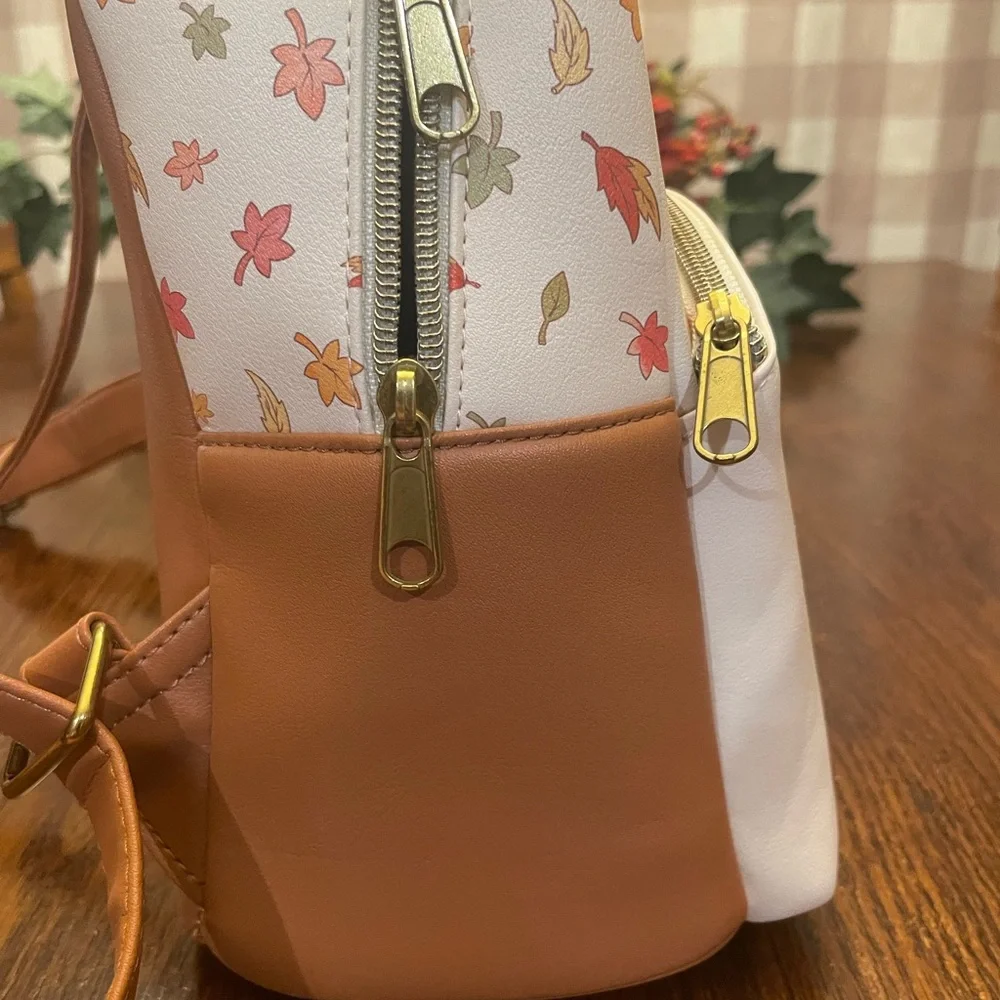 Loungefly Cream and Brown Disney Mini Backpack Mickey Minnie and friends - Picture 7 of 10